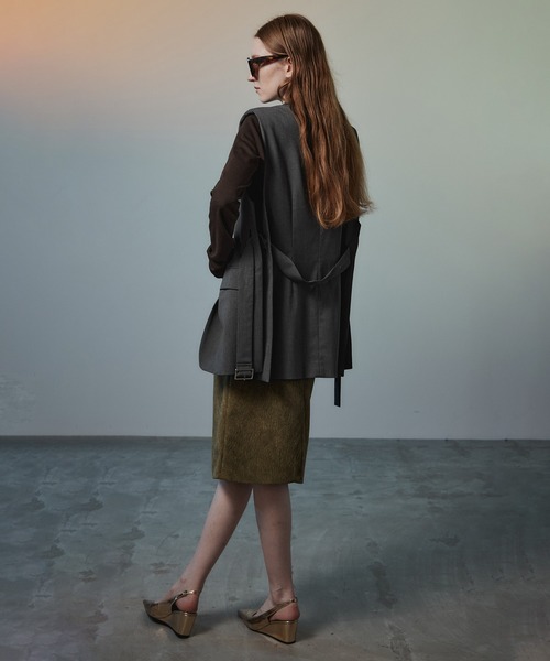 MAISON SPECIAL(メゾンスペシャル)の「【2026Autumn PRE-ORDER】Belted Side-Open Vest/ベルテッドサイドオープンジレ(その他アウター・レディース・ブラック/グレー・FREE)」の4枚目の写真