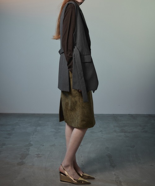 MAISON SPECIAL(メゾンスペシャル)の「【2026Autumn PRE-ORDER】Belted Side-Open Vest/ベルテッドサイドオープンジレ(その他アウター・レディース・ブラック/グレー・FREE)」の7枚目の写真