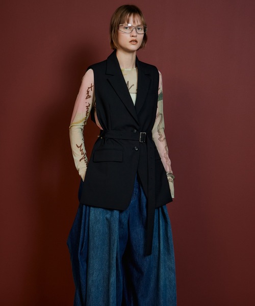 MAISON SPECIAL(メゾンスペシャル)の「【2026Autumn PRE-ORDER】Belted Side-Open Vest/ベルテッドサイドオープンジレ(その他アウター・レディース・ブラック/グレー・FREE)」の8枚目の写真