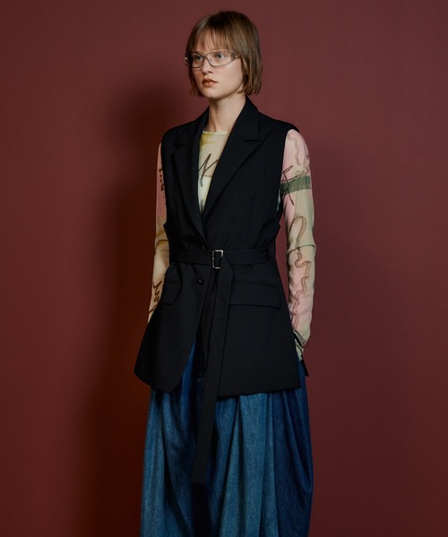 MAISON SPECIAL(メゾンスペシャル)の「【2026Autumn PRE-ORDER】Belted Side-Open Vest/ベルテッドサイドオープンジレ(その他アウター・レディース・ブラック/グレー・FREE)」の9枚目の写真