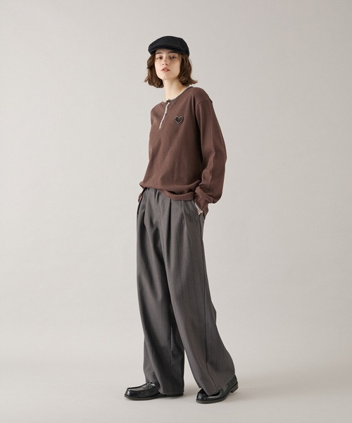ONCILY(オンシェリー)の「HEART PATCH STITCH HENLEY NECK THERMAL / ハートパッチステッチヘンリーネックサーマル(Tシャツ/カットソー・メンズ・ネイビー/ブラック/ブラウン/ボルドー・SMALL/MEDIUM/LARGE)」の18枚目の写真