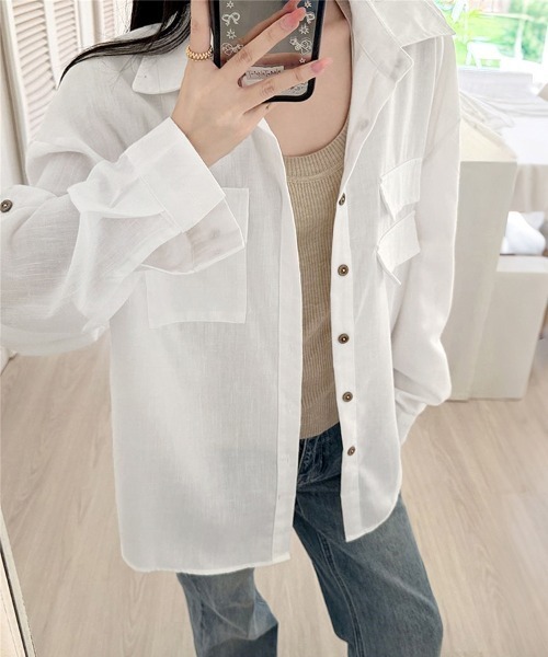 ONEP STAR(ワンピスター)の「シアーオーバーサイズシャツ(シャツ/ブラウス・レディース・ホワイト・MEDIUM/LARGE/X-LARGE)」の11枚目の写真