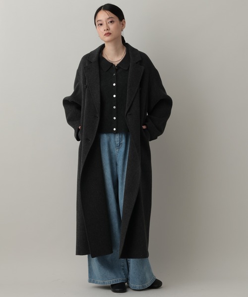 A part by（アパートバイ）の「【名品シリーズ】カシープロングコート（チェスターコート・レディース・チャコールグレー/バーガンディー・MEDIUM/SMALL）」の10枚目の写真