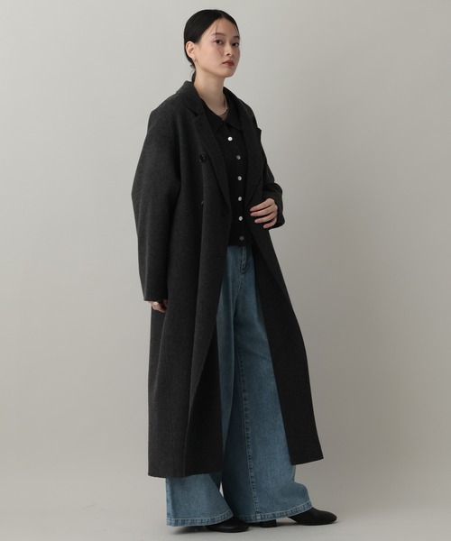 A part by（アパートバイ）の「【名品シリーズ】カシープロングコート（チェスターコート・レディース・チャコールグレー/バーガンディー・MEDIUM/SMALL）」の9枚目の写真