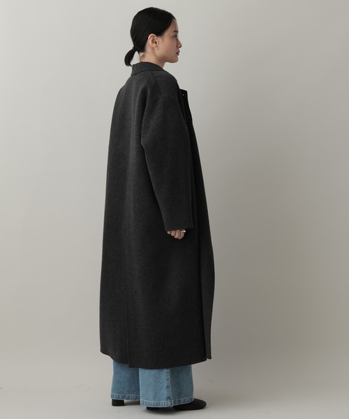 A part by（アパートバイ）の「【名品シリーズ】カシープロングコート（チェスターコート・レディース・チャコールグレー/バーガンディー・MEDIUM/SMALL）」の8枚目の写真