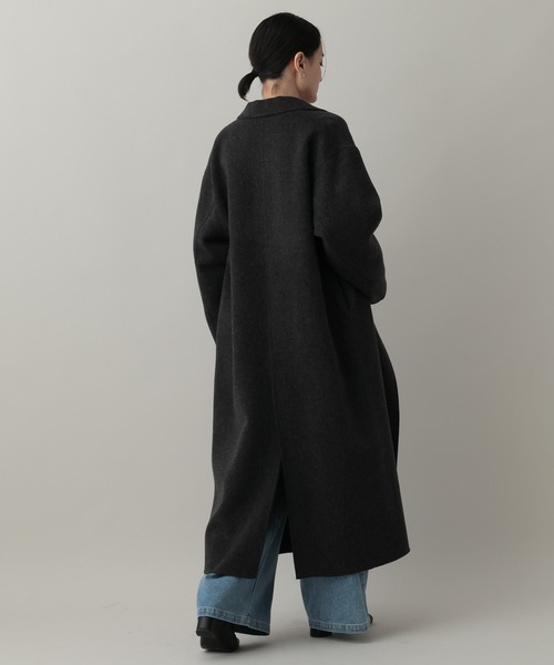 A part by（アパートバイ）の「【名品シリーズ】カシープロングコート（チェスターコート・レディース・チャコールグレー/バーガンディー・MEDIUM/SMALL）」の7枚目の写真