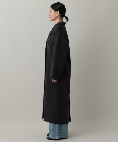 A part by（アパートバイ）の「【名品シリーズ】カシープロングコート（チェスターコート・レディース・チャコールグレー/バーガンディー・MEDIUM/SMALL）」の21枚目の写真