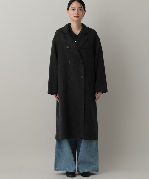 A part by（アパートバイ）の「【名品シリーズ】カシープロングコート（チェスターコート・レディース・チャコールグレー/バーガンディー・MEDIUM/SMALL）」の17枚目の写真