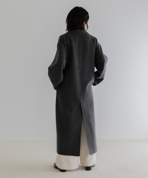 A part by（アパートバイ）の「【名品シリーズ】カシープロングコート（チェスターコート・レディース・チャコールグレー/バーガンディー・MEDIUM/SMALL）」の11枚目の写真