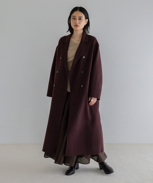 A part by（アパートバイ）の「【名品シリーズ】カシープロングコート（チェスターコート・レディース・チャコールグレー/バーガンディー・MEDIUM/SMALL）」の14枚目の写真