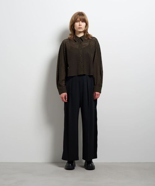 LANVIN en Bleu(ランバンオンブルー)の「コットンレースショートシャツ(シャツ/ブラウス・レディース・ブラウン/オフホワイト・38)」の3枚目の写真