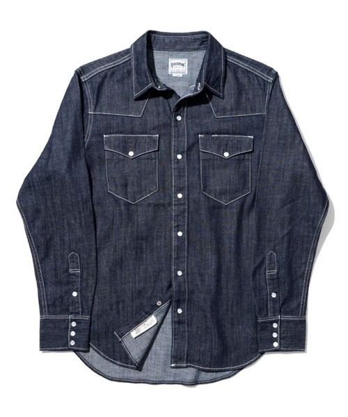 HOUSTON(ヒューストン)の「HOUSTON ヒューストン USA COTTON DENIM WESTERN SHIRT USAコットン デニム ウエスタンシャツ(シャツ/ブラウス・メンズ・ライトインディゴブルー/ワンウォッシュ/インディゴブルー・XL/L/M/XXL)」の3枚目の写真