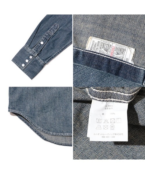HOUSTON(ヒューストン)の「HOUSTON ヒューストン USA COTTON DENIM WESTERN SHIRT USAコットン デニム ウエスタンシャツ(シャツ/ブラウス・メンズ・ライトインディゴブルー/ワンウォッシュ/インディゴブルー・XL/L/M/XXL)」の5枚目の写真