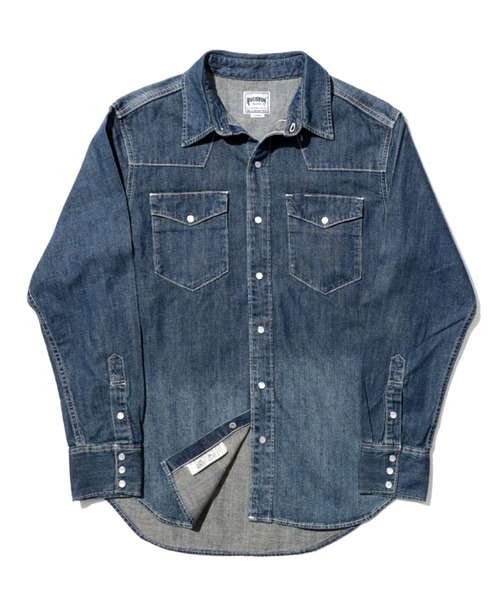 HOUSTON(ヒューストン)の「HOUSTON ヒューストン USA COTTON DENIM WESTERN SHIRT USAコットン デニム ウエスタンシャツ(シャツ/ブラウス・メンズ・ライトインディゴブルー/ワンウォッシュ/インディゴブルー・XL/L/M/XXL)」の6枚目の写真