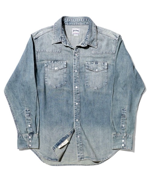 HOUSTON(ヒューストン)の「HOUSTON ヒューストン USA COTTON DENIM WESTERN SHIRT USAコットン デニム ウエスタンシャツ(シャツ/ブラウス・メンズ・ライトインディゴブルー/ワンウォッシュ/インディゴブルー・XL/L/M/XXL)」の8枚目の写真