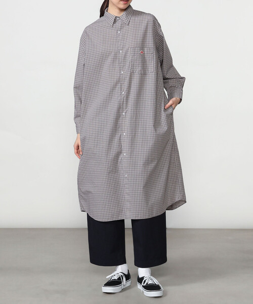 DANTON(ダントン)の「DANTON | プランサーボタン シャツワンピース PLAID WOMEN(シャツワンピース・レディース・グレー系その他/グリーン系その他・36)」の2枚目の写真