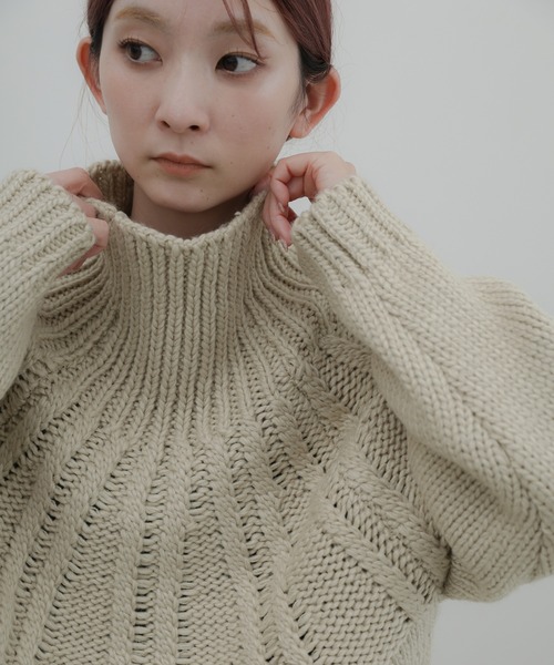 select MOCA(セレクトモカ)の「【ZOZO限定予約受付中】ミックスケーブルハイネックニット(ニット/セーター・レディース・サンドベージュ/グレイッシュベージュ/チャコールグレー/アイボリー・FREE)」の18枚目の写真