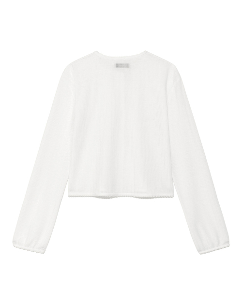 DEINET（ダイニット）の「[YOON SOAP x DEINET] LACE CARDIGAN IN WHITE（カーディガン/ボレロ・レディース・その他・FREE）」の2枚目の写真