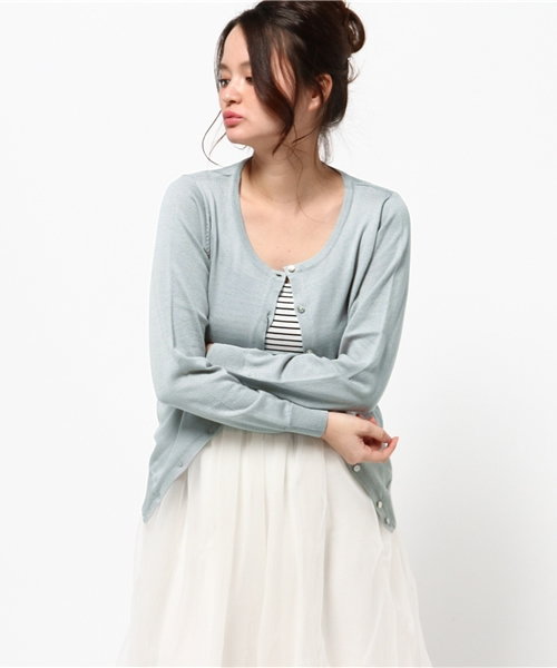 E hyphen world gallery（イーハイフンワールドギャラリー）の「ウォッシャブル12Gクルーカーディガン（カーディガン/ボレロ・レディース・オフホワイト/LT.Gray/ピンク/ベージュ/ネイビー/アイボリー/ブラック/サックスブルー・FREE）」の19枚目の写真