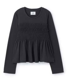 petit main LIEN（プティマインリアン）の「【リンク】シャーリングペプラムTシャツ（Tシャツ/カットソー）」