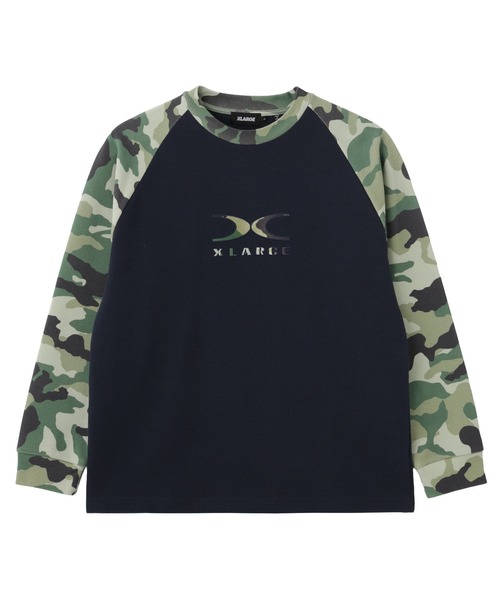 XLARGE(エクストララージ)の「X LOGO RAGLAN L/S TEE(Tシャツ/カットソー・メンズ・ホワイト/ネイビー/ブラック・S/M/L/XL)」の3枚目の写真