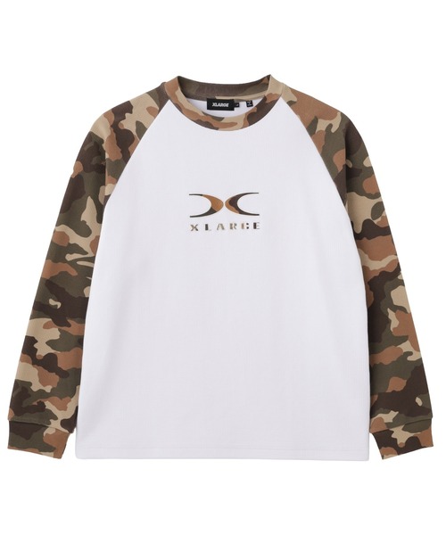 XLARGE(エクストララージ)の「X LOGO RAGLAN L/S TEE(Tシャツ/カットソー・メンズ・ホワイト/ネイビー/ブラック・S/M/L/XL)」の4枚目の写真