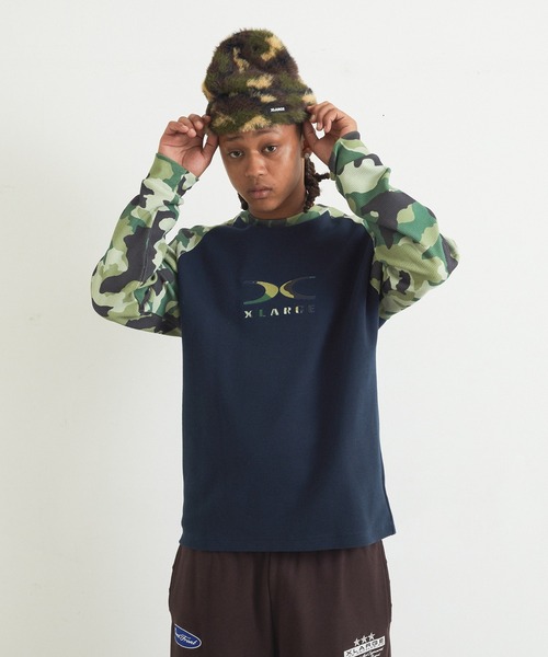 XLARGE(エクストララージ)の「X LOGO RAGLAN L/S TEE(Tシャツ/カットソー・メンズ・ホワイト/ネイビー/ブラック・S/M/L/XL)」の6枚目の写真