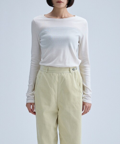 MAAI(マアイ)の「Sheer Longsleeve T-shirt(Tシャツ/カットソー・レディース・オフホワイト/ライトブラウン/イエロー系その他4・MEDIUM/LARGE)」の1枚目の写真