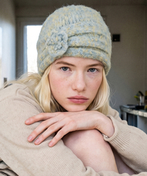 SINOON（シヌーン）の「Flower Shirring Beanie (Light Blue)（ハンチング/ベレー帽）」