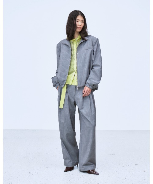 THINGS THAT MATTER(シングス ザット マター)の「LAYERED WAIST TUCK WIDE PANTS / レイヤードウエストタックワイドパンツ(その他パンツ・レディース・ネイビー/グレー・1/2)」の12枚目の写真