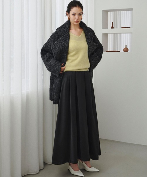 ELFRANK（エルフランク）の「【2026AW】【S～Lサイズ展開】とろみタックフレアロングスカート 洗える（スカート・レディース・オフホワイト/ブラック・S/L/M）」の8枚目の写真