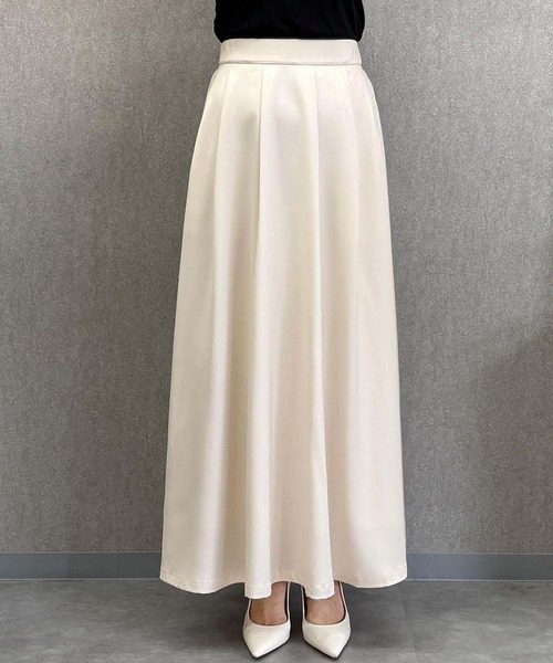 ELFRANK（エルフランク）の「【2026AW】【S～Lサイズ展開】とろみタックフレアロングスカート 洗える（スカート・レディース・オフホワイト/ブラック・S/L/M）」の16枚目の写真
