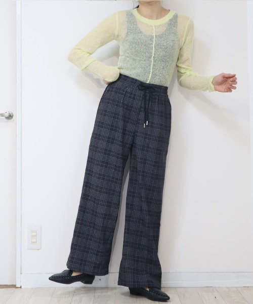 DISKEEN SURE（ディスキーンシュアー）の「ほっこりニットコール素材が季節感たっぷり！チェック柄イージーワイドパンツ（その他パンツ・レディース・ベージュ/オフホワイト/ブラック/グレー・FREE）」の22枚目の写真
