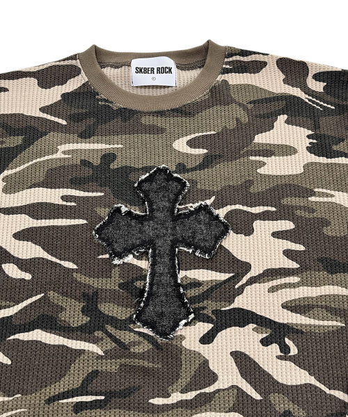 SK8ER ROCK(スケーターロック)の「クロスカモフラージュ ワッフルTシャツ(ベージュ)(Tシャツ/カットソー・レディース・その他・ONE SIZE)」の3枚目の写真