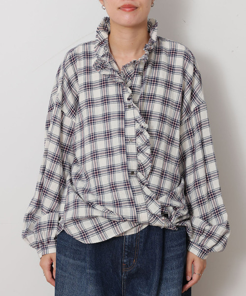 JOURNAL STANDARD LUXE(ジャーナルスタンダード ラックス)の「チェック フリルブラウス(シャツ/ブラウス・レディース・レッド/ホワイト・FREE)」の7枚目の写真