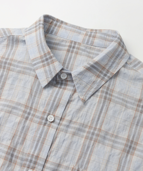 INDUST（インダスト）の「ロイドチェックシャツ（ブルー）（シャツ/ブラウス・レディース・ブルー・1(S)/2(M)/3(L)）」の2枚目の写真
