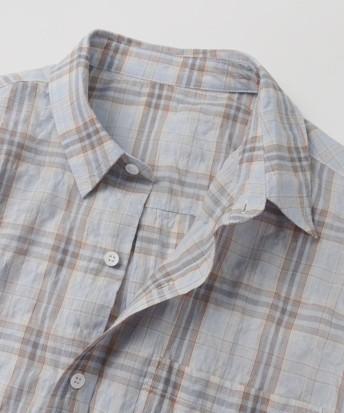 INDUST（インダスト）の「ロイドチェックシャツ（ブルー）（シャツ/ブラウス・レディース・ブルー・1(S)/2(M)/3(L)）」の3枚目の写真