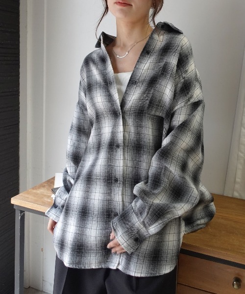 CORNERS（コーナーズ）の「ネルチェックオーバーシャツ（シャツ/ブラウス・レディース・ブルー/ブラック/ブラウン・M）」の5枚目の写真