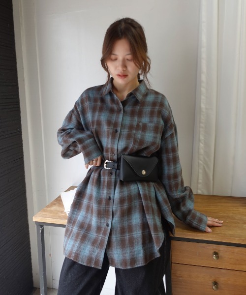 CORNERS（コーナーズ）の「ネルチェックオーバーシャツ（シャツ/ブラウス・レディース・ブルー/ブラック/ブラウン・M）」の8枚目の写真