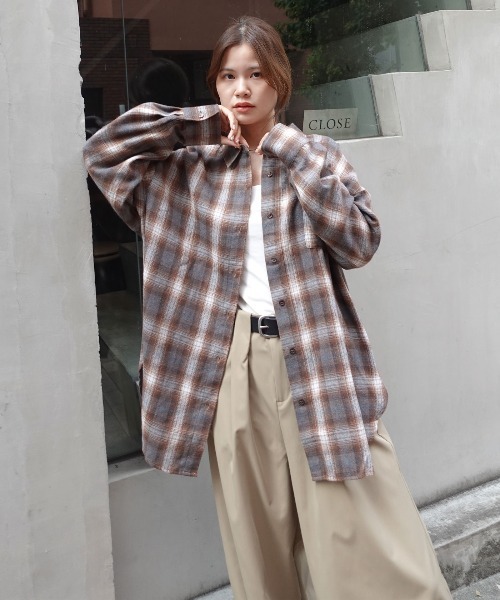 CORNERS（コーナーズ）の「ネルチェックオーバーシャツ（シャツ/ブラウス・レディース・ブルー/ブラック/ブラウン・M）」の12枚目の写真