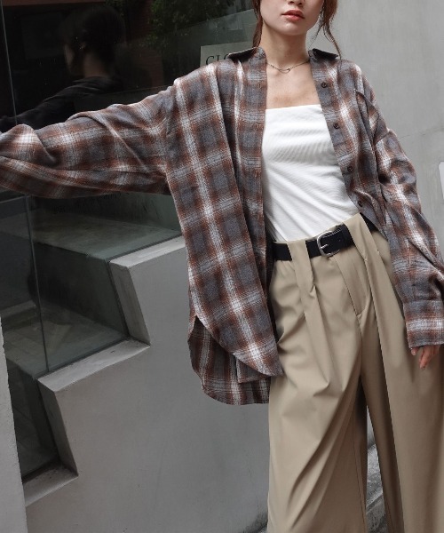 CORNERS（コーナーズ）の「ネルチェックオーバーシャツ（シャツ/ブラウス・レディース・ブルー/ブラック/ブラウン・M）」の13枚目の写真