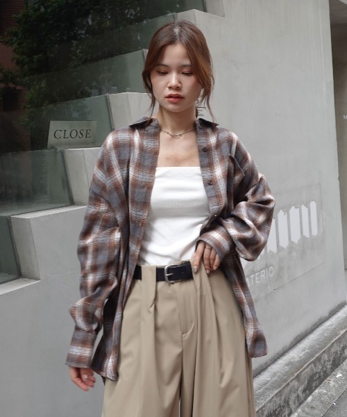 CORNERS（コーナーズ）の「ネルチェックオーバーシャツ（シャツ/ブラウス・レディース・ブルー/ブラック/ブラウン・M）」の14枚目の写真