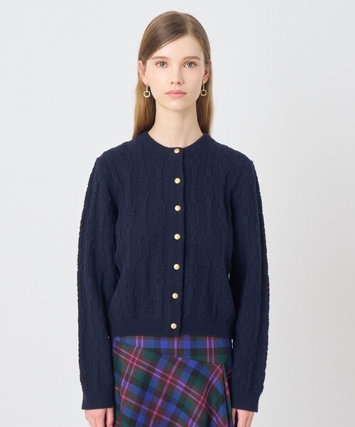 ANAYI(アナイ)の「チェーンケーブルクルー カーディガン(カーディガン/ボレロ・レディース・オフホワイト/ネイビー・38)」の4枚目の写真