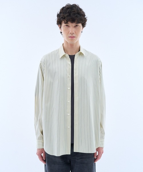 ESTNATION（エストネーション）の「ESTNATION / エッセンシャル シルクストライプシャツ＜EVER IT＞（シャツ/ブラウス・メンズ・キナリ/ブルーグラス/ブルー系その他/チョコ・MEDIUM/X-LARGE/LARGE）」の6枚目の写真
