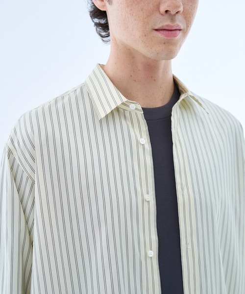 ESTNATION（エストネーション）の「ESTNATION / エッセンシャル シルクストライプシャツ＜EVER IT＞（シャツ/ブラウス・メンズ・キナリ/ブルーグラス/ブルー系その他/チョコ・MEDIUM/X-LARGE/LARGE）」の9枚目の写真