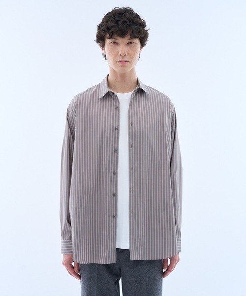 ESTNATION（エストネーション）の「ESTNATION / エッセンシャル シルクストライプシャツ＜EVER IT＞（シャツ/ブラウス・メンズ・キナリ/ブルーグラス/ブルー系その他/チョコ・MEDIUM/X-LARGE/LARGE）」の11枚目の写真