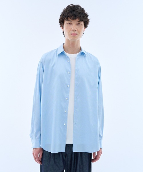 ESTNATION（エストネーション）の「ESTNATION / エッセンシャル シルクストライプシャツ＜EVER IT＞（シャツ/ブラウス・メンズ・キナリ/ブルーグラス/ブルー系その他/チョコ・MEDIUM/X-LARGE/LARGE）」の21枚目の写真