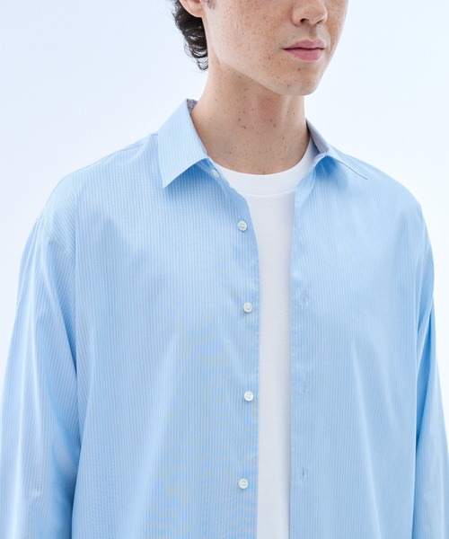 ESTNATION（エストネーション）の「ESTNATION / エッセンシャル シルクストライプシャツ＜EVER IT＞（シャツ/ブラウス・メンズ・キナリ/ブルーグラス/ブルー系その他/チョコ・MEDIUM/X-LARGE/LARGE）」の22枚目の写真