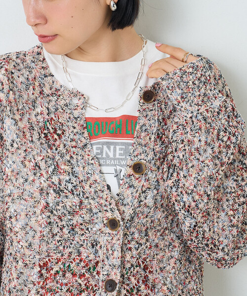 FREAK'S STORE(フリークスストア)の「透かし編みメランジニットカーディガン/ショートニットカーディガン(カーディガン/ボレロ・レディース・ブラック/ベージュ/レッド・フリ-)」の21枚目の写真
