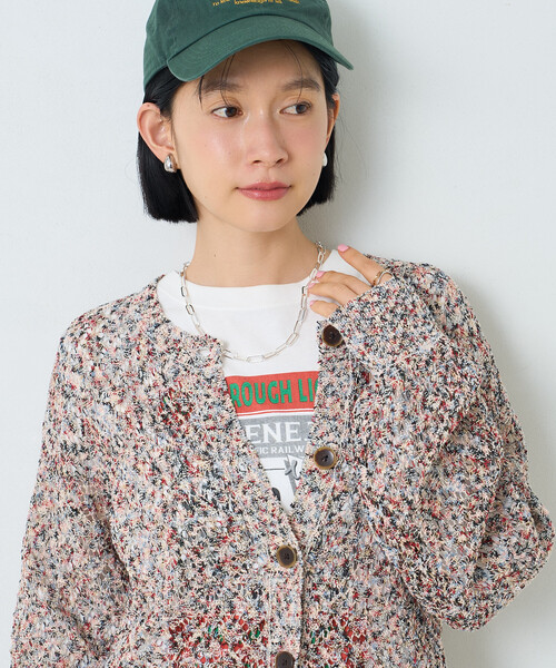 FREAK'S STORE(フリークスストア)の「透かし編みメランジニットカーディガン/ショートニットカーディガン(カーディガン/ボレロ・レディース・ブラック/ベージュ/レッド・フリ-)」の15枚目の写真